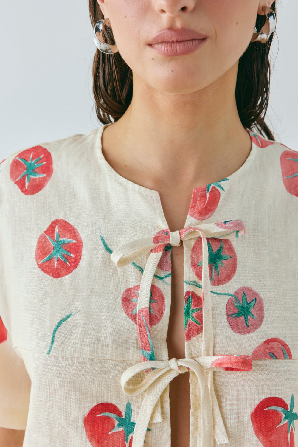 Portia Linen Smock Top Roma