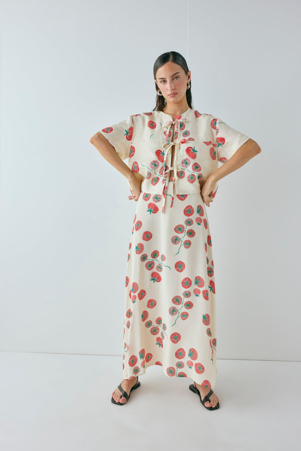 Portia Linen Smock Top Roma