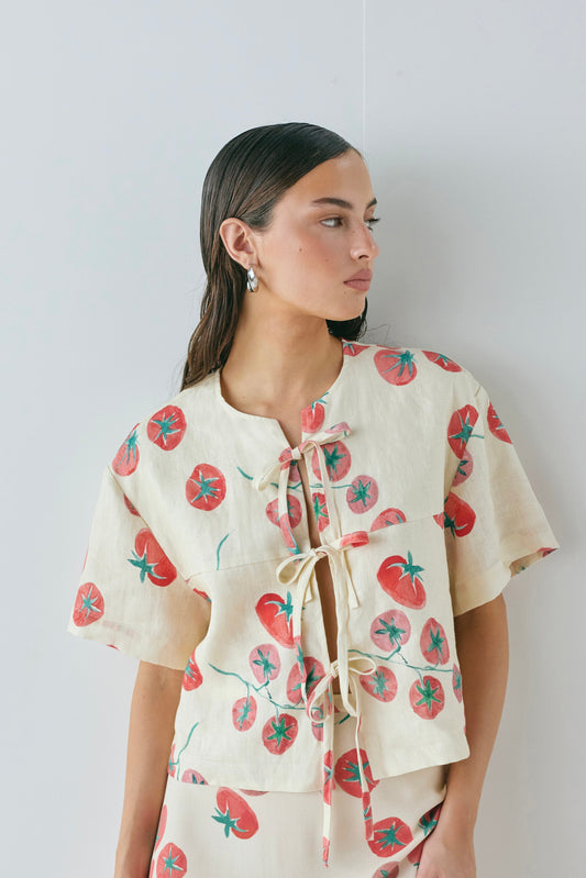 Portia Linen Smock Top Roma