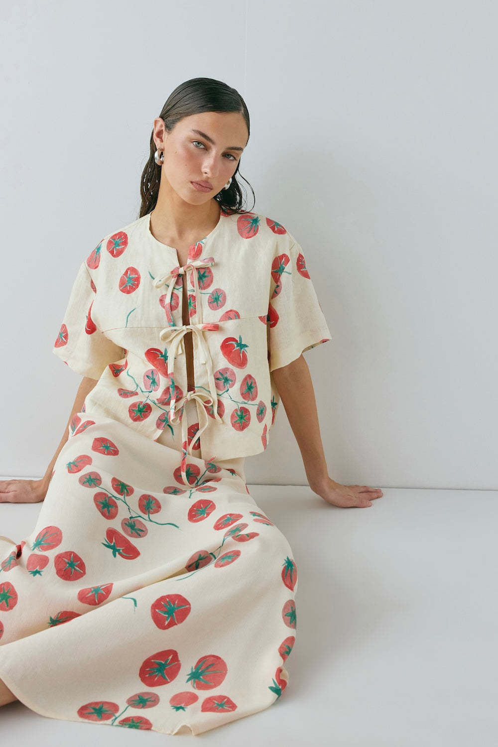 Portia Linen Smock Top Roma