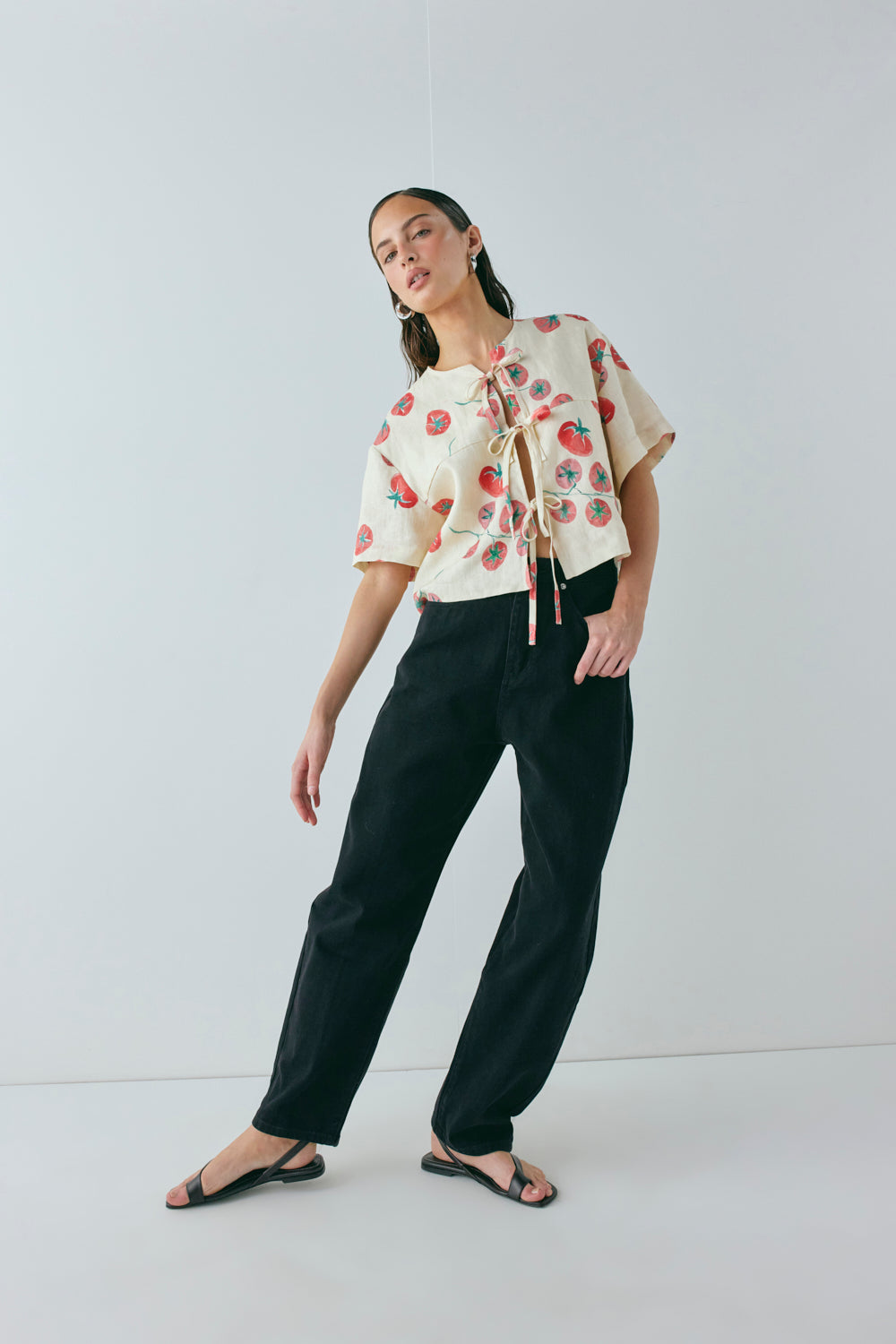 Portia Linen Smock Top Roma