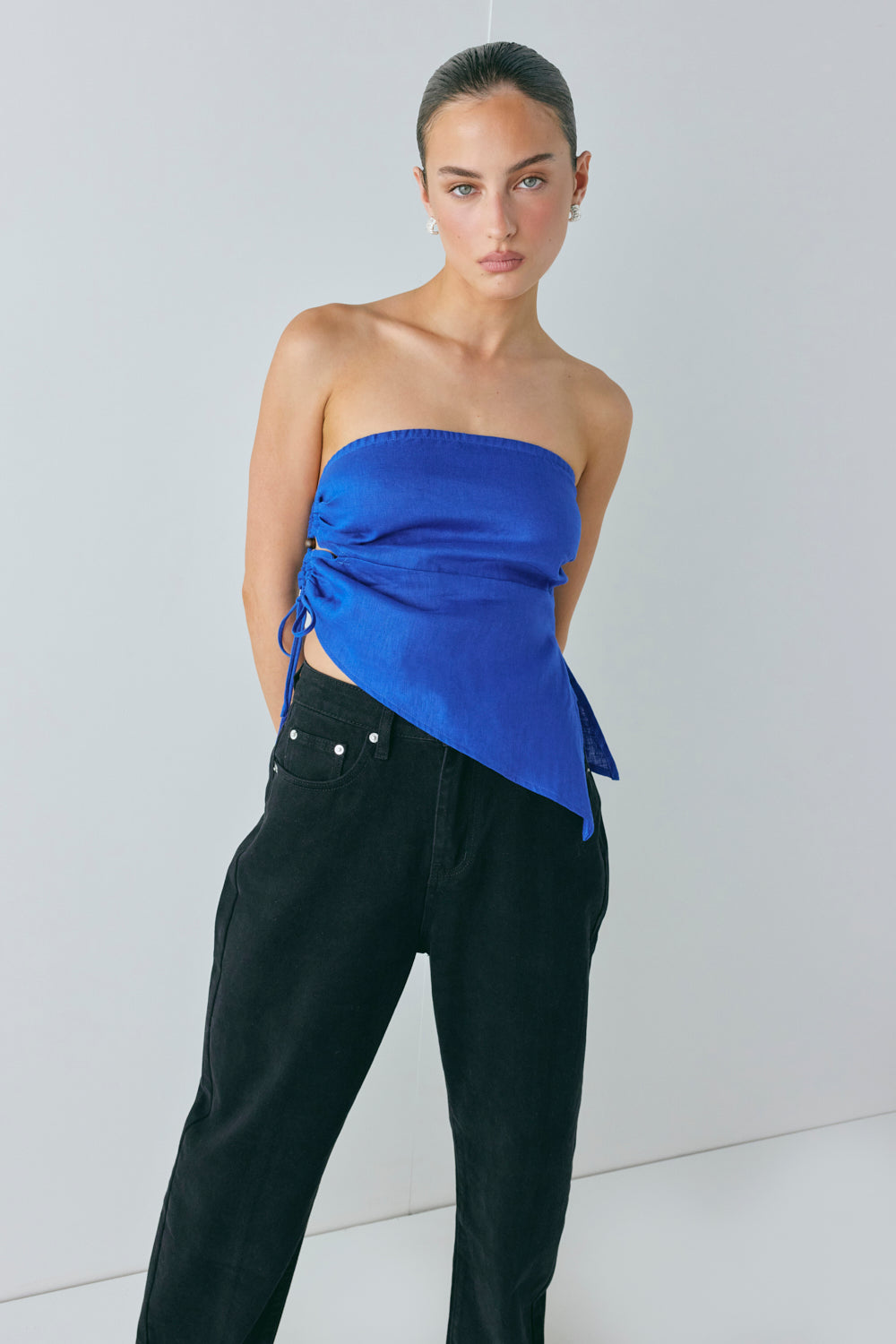 Sunrays Linen Top Royal Blue