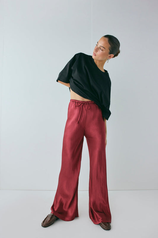 Rae Satin Pants Wine