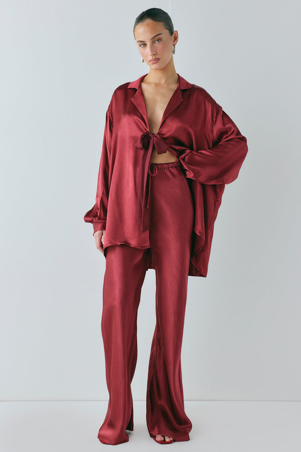 Rae Satin Pants Wine