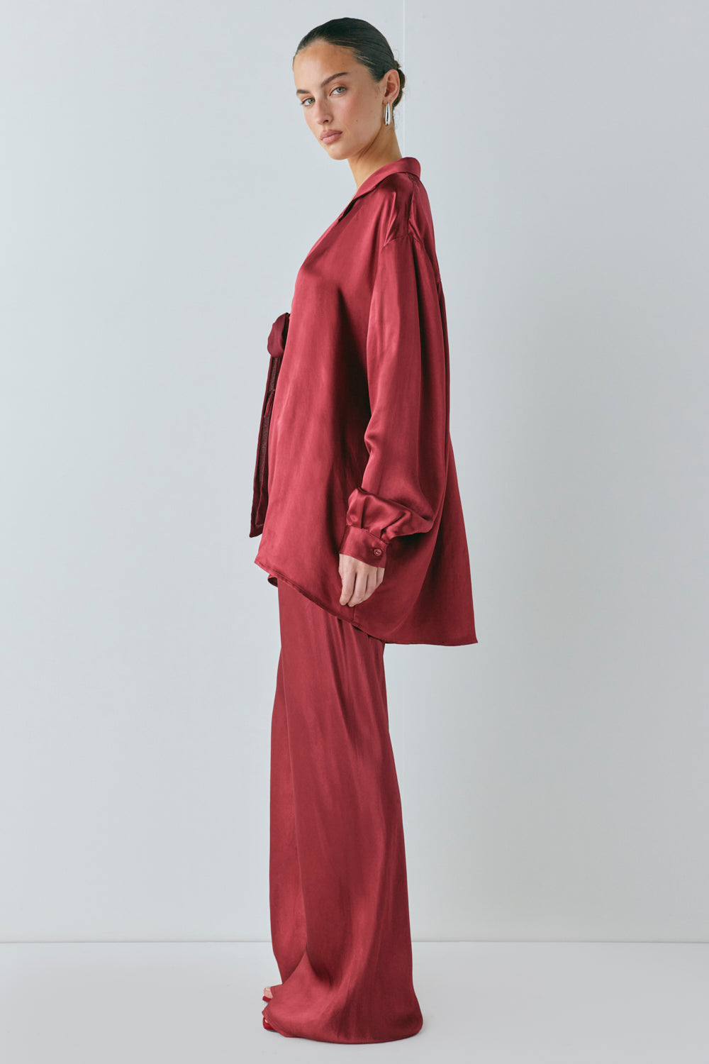 Rae Satin Pants Wine