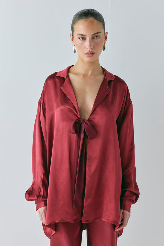 Rae Satin Top Wine