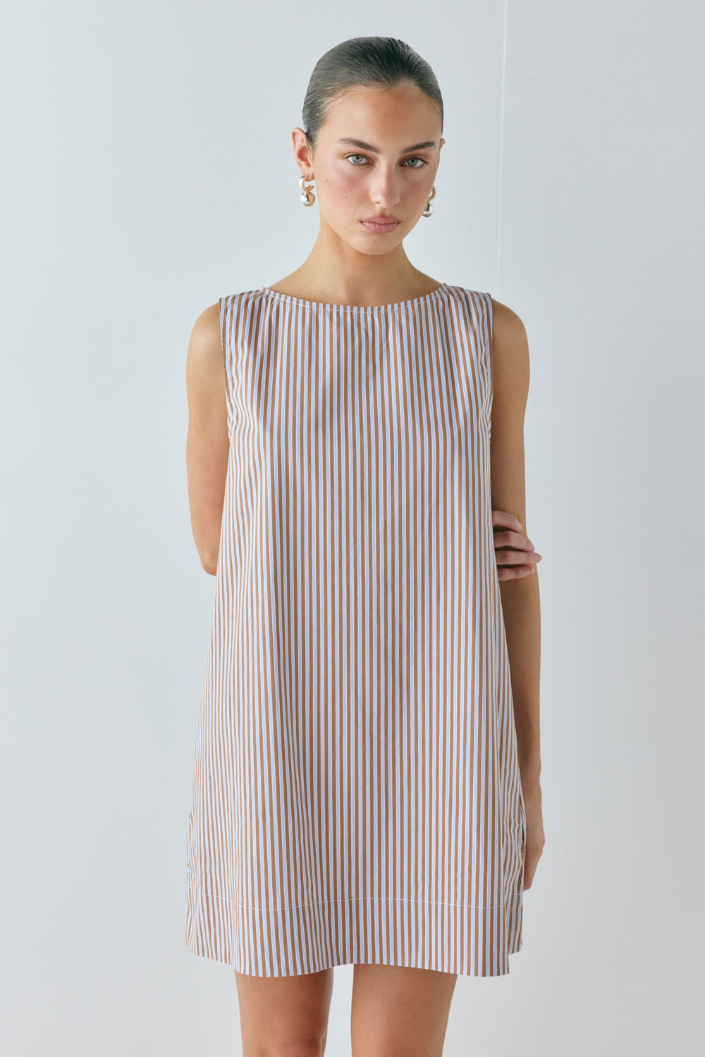 Aftersun Mini Dress Brown Stripe