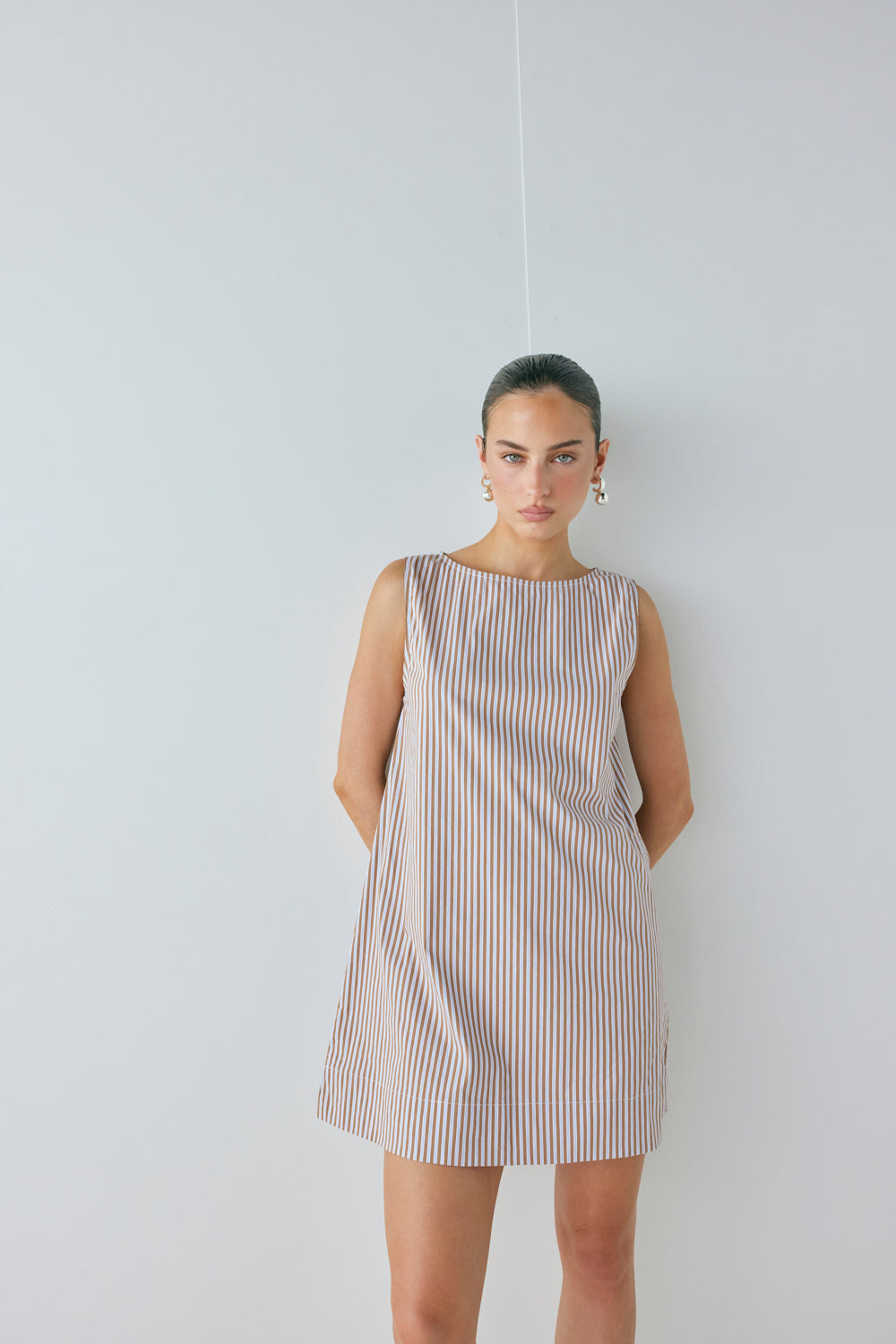 Aftersun Mini Dress Brown Stripe
