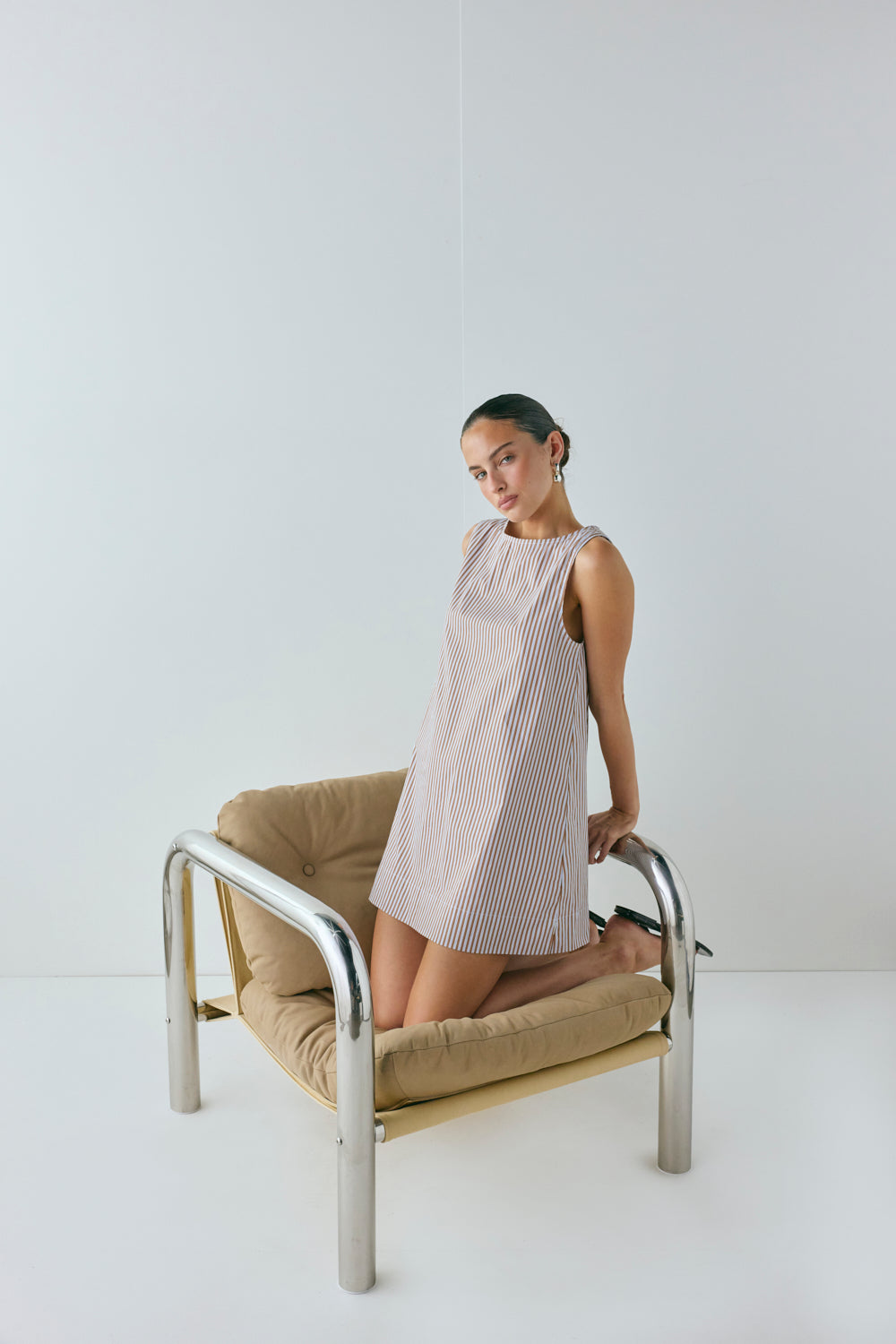 Aftersun Mini Dress Brown Stripe