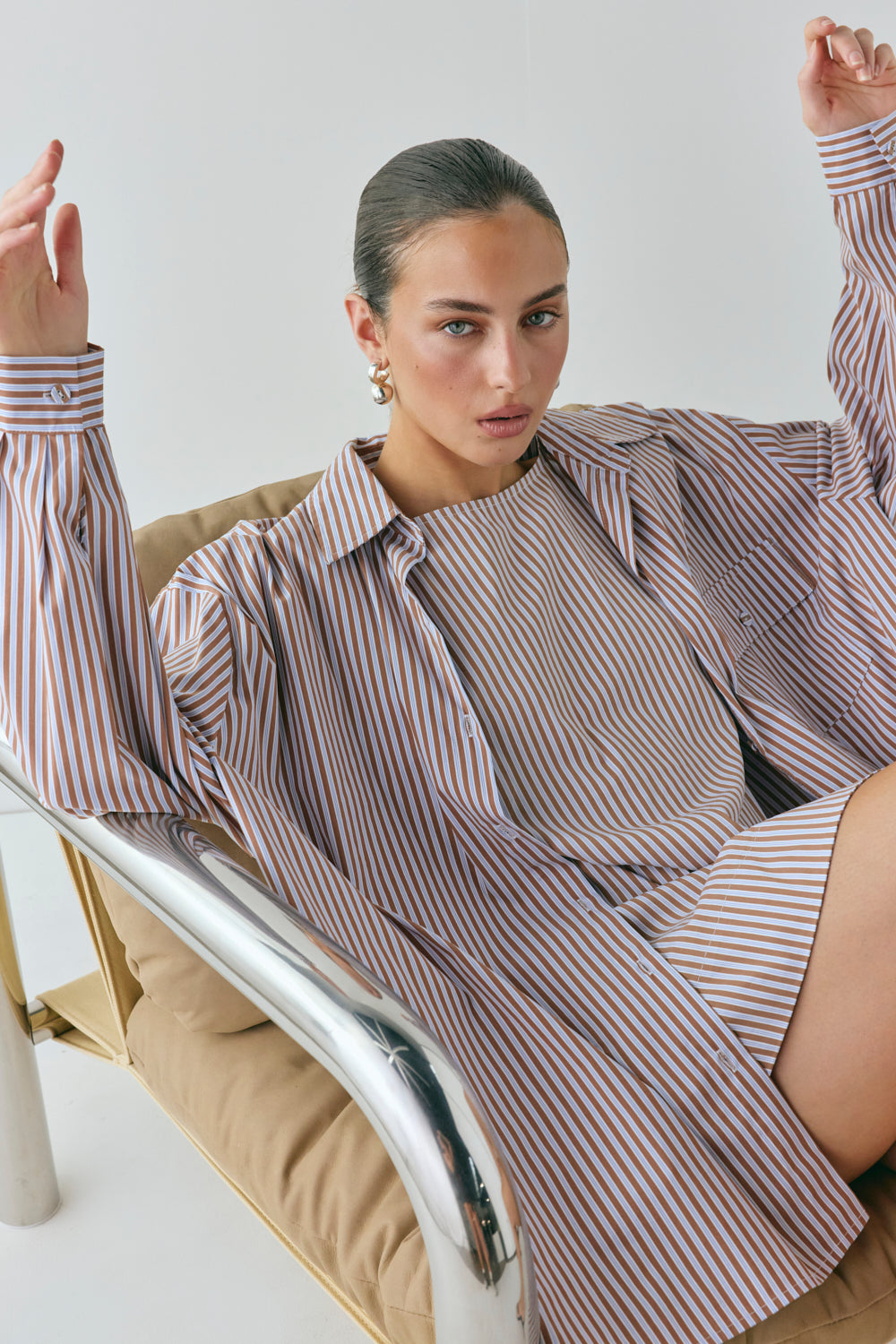 Aftersun Mini Dress Brown Stripe
