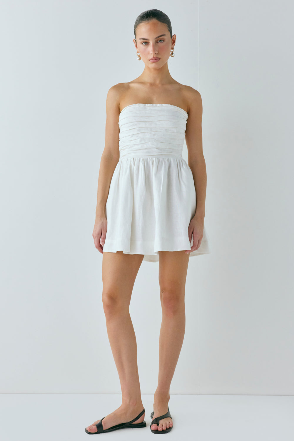 Saint Malo Linen Mini Dress White