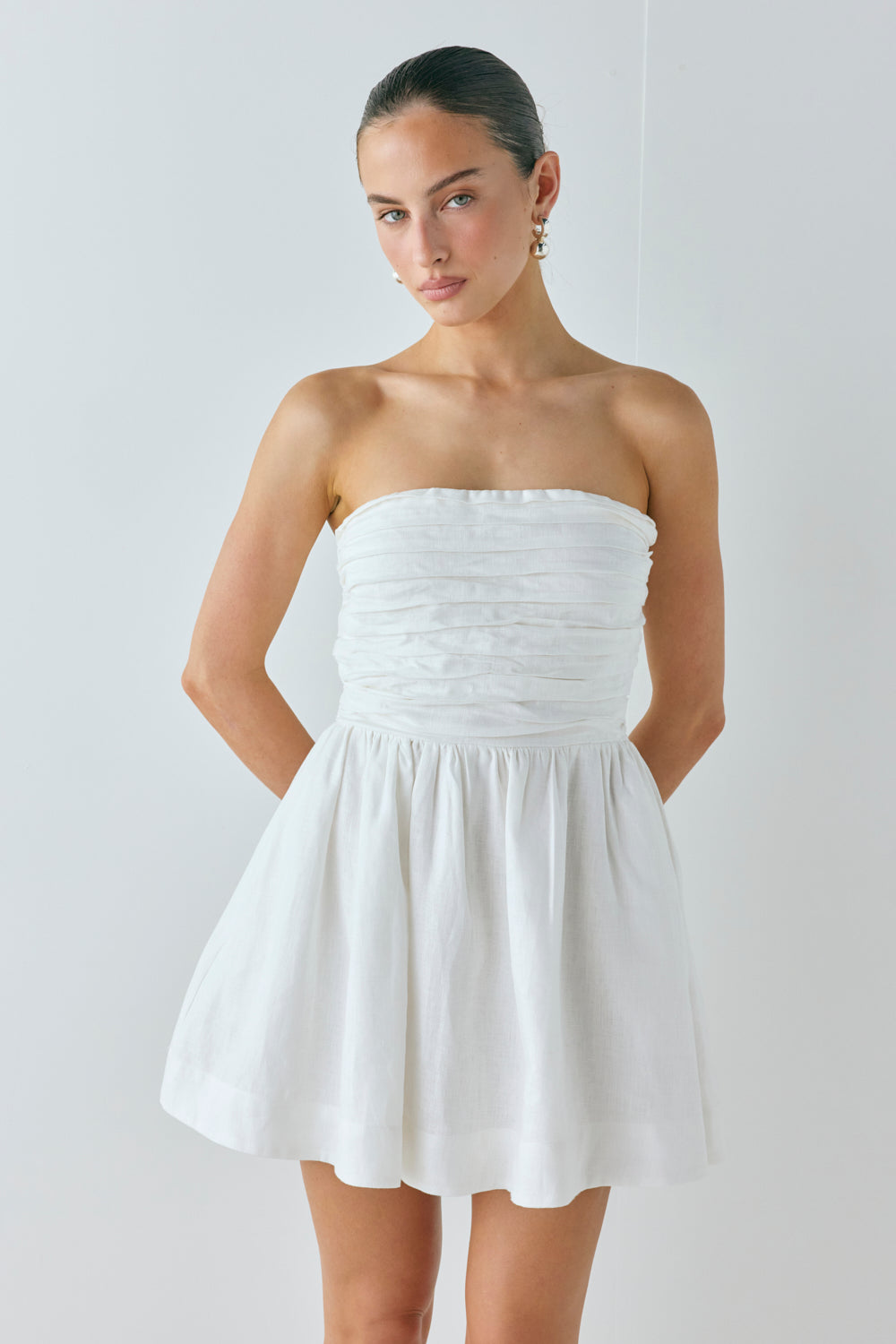 Saint Malo Linen Mini Dress White