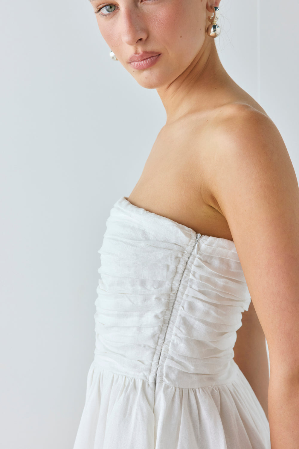Saint Malo Linen Mini Dress White