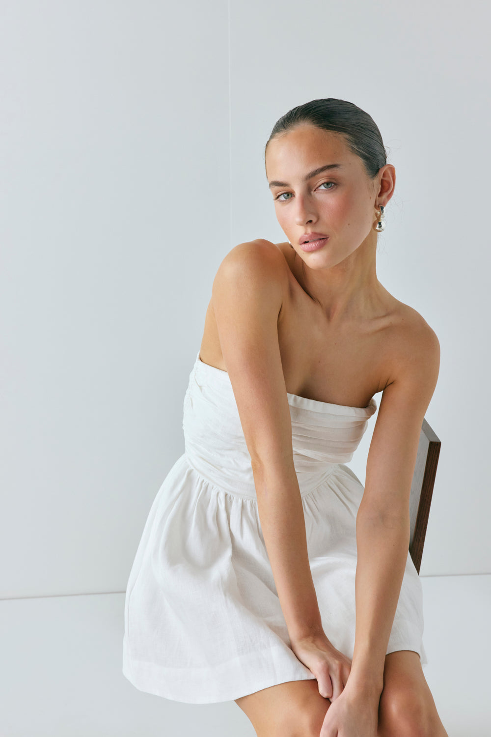 Saint Malo Linen Mini Dress White