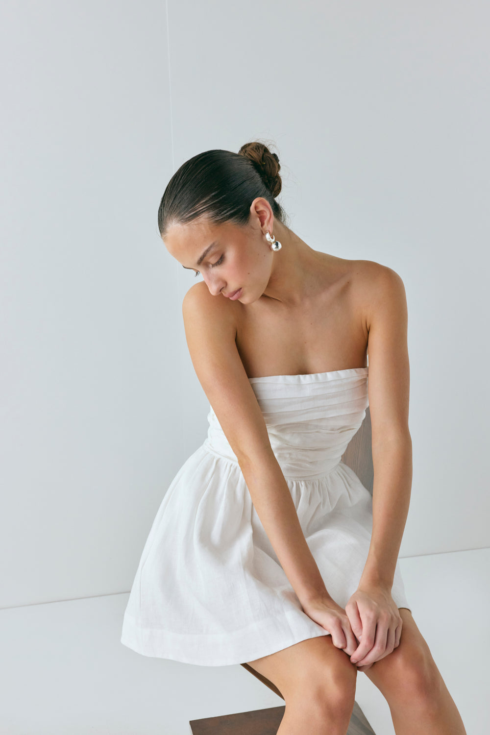 Saint Malo Linen Mini Dress White