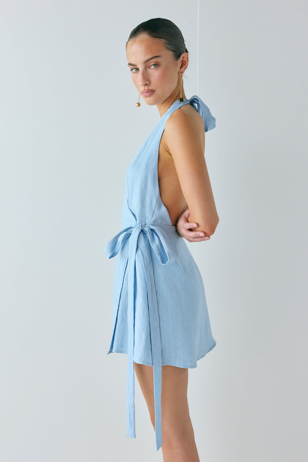 Lo Linen Mini Dress Sky