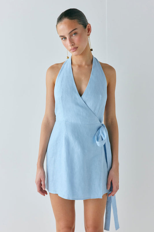 Lo Linen Mini Dress Sky