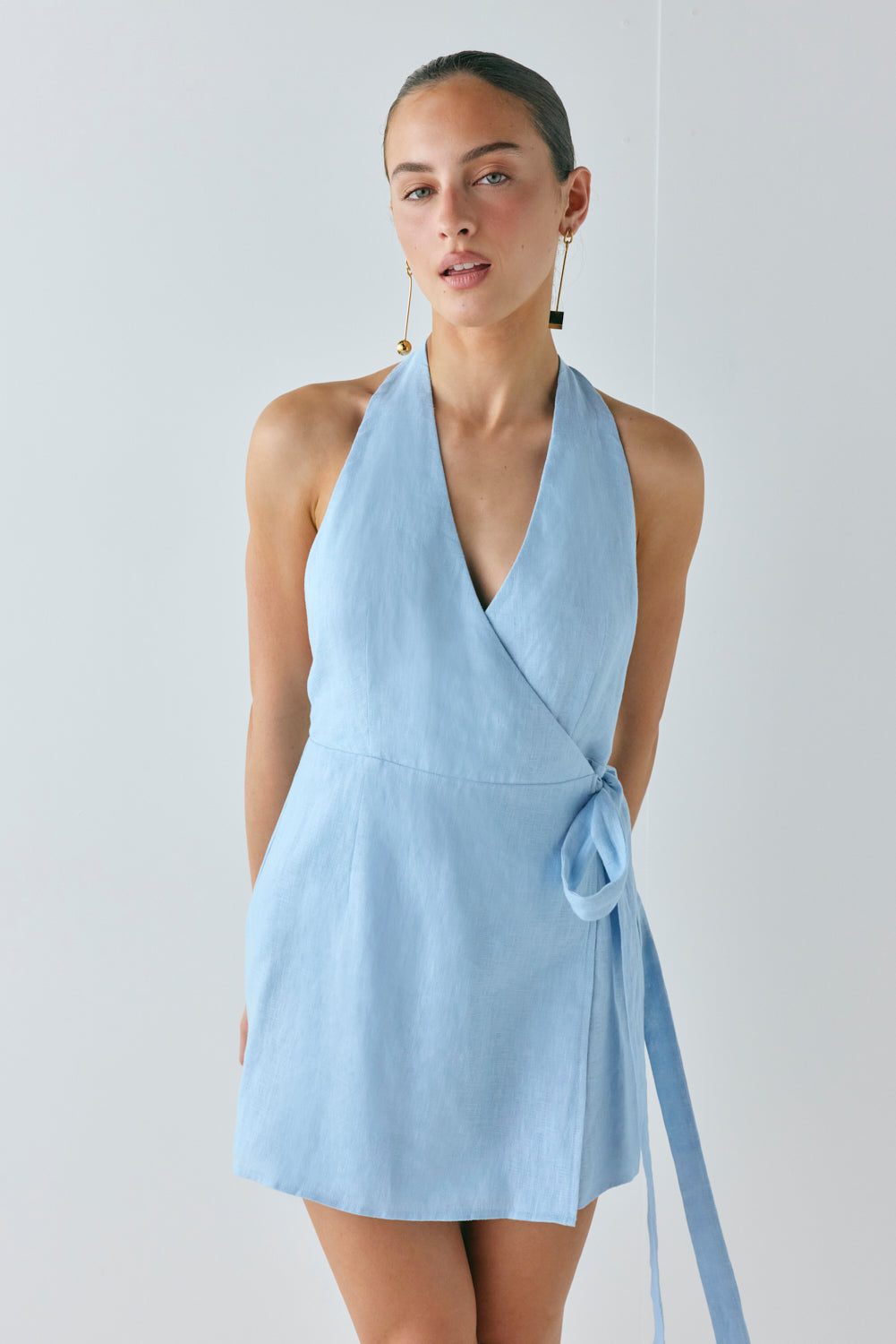 Lo Linen Mini Dress Sky