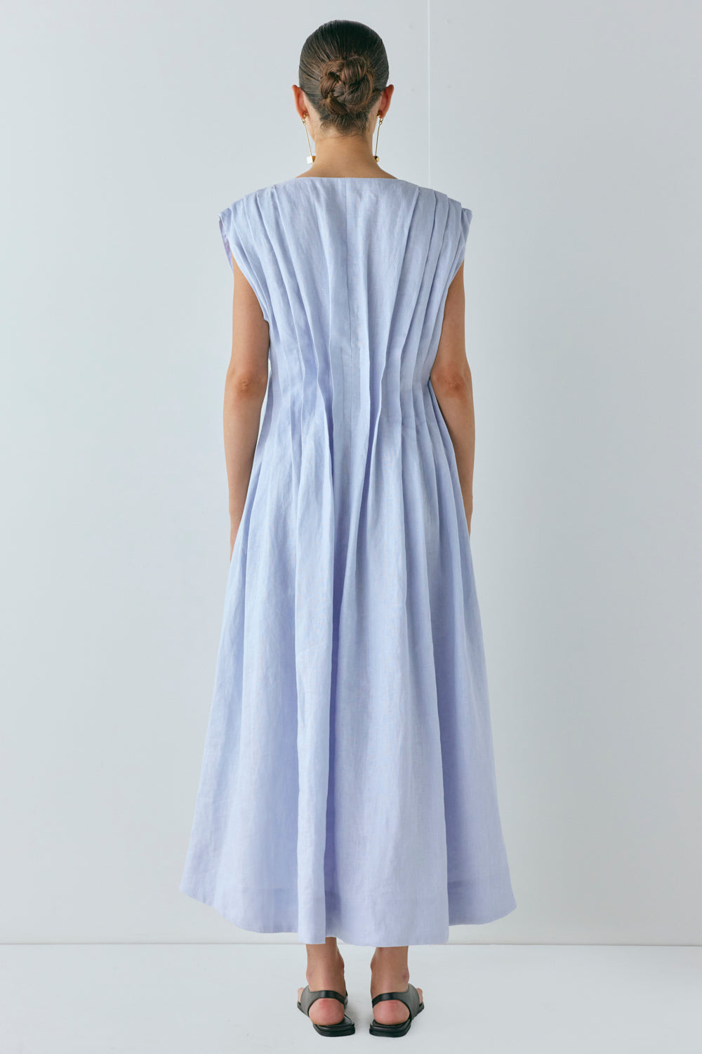 Blanca Linen Midi Dress Powder Blue