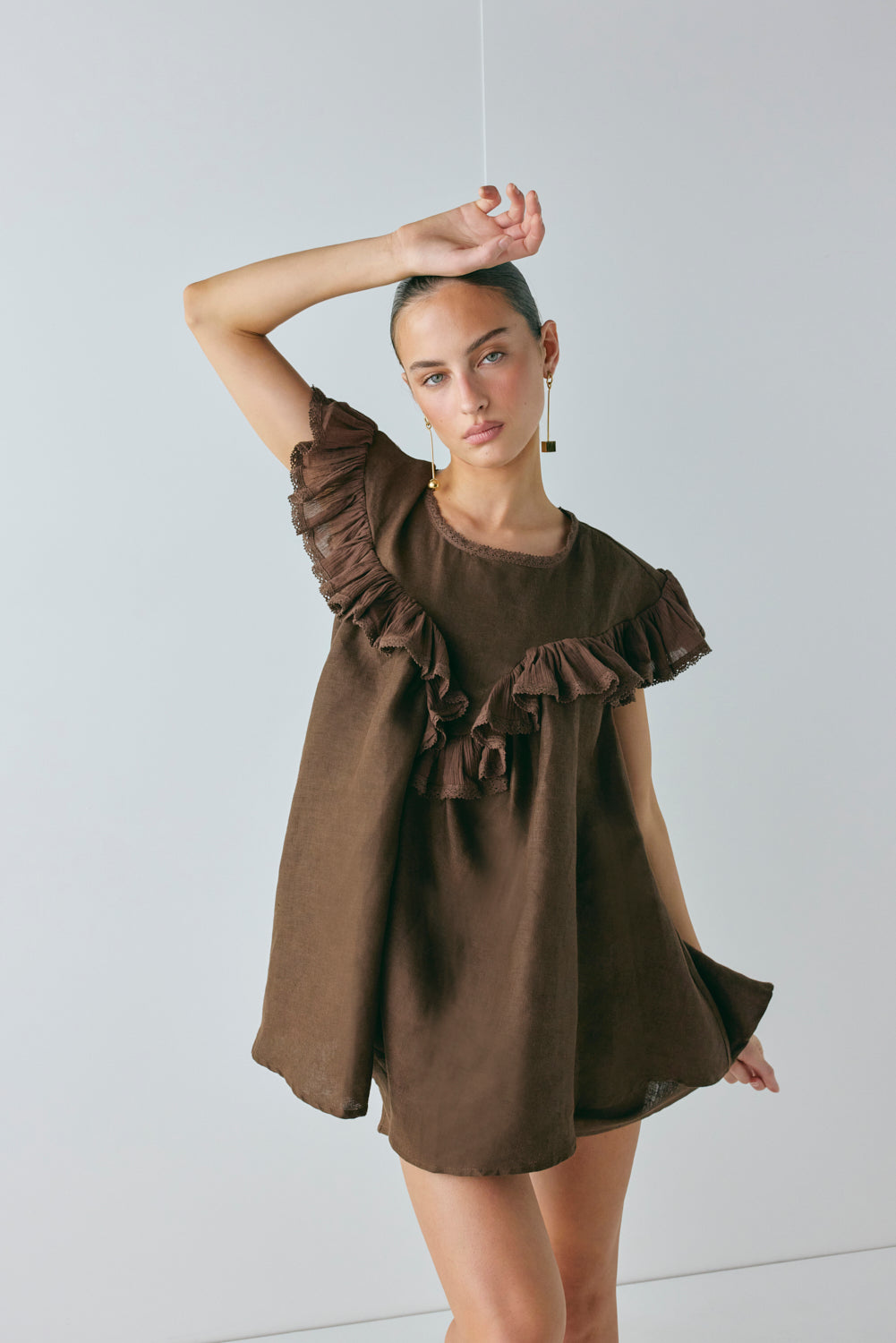 Viola Linen Tunic Chocolate
