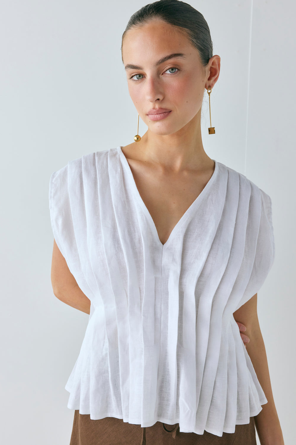 Blanca Linen Top White