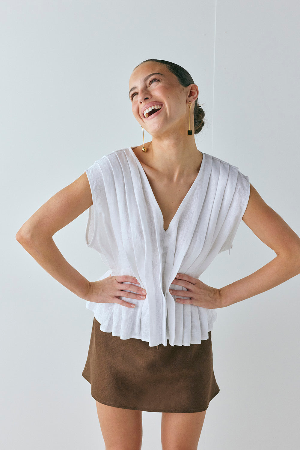 Blanca Linen Top White