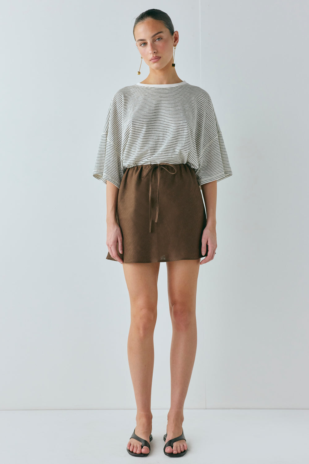 Summer Linen Mini Skirt Chocolate