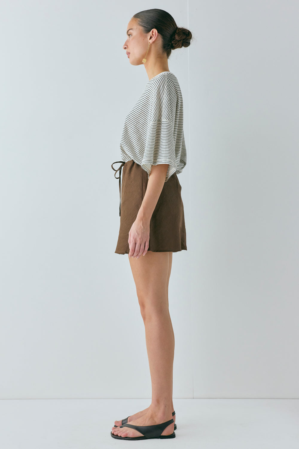Summer Linen Mini Skirt Chocolate