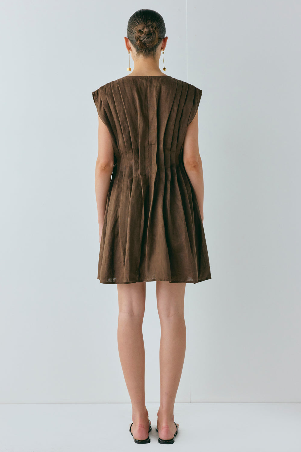 Blanca Linen Mini Dress Chocolate