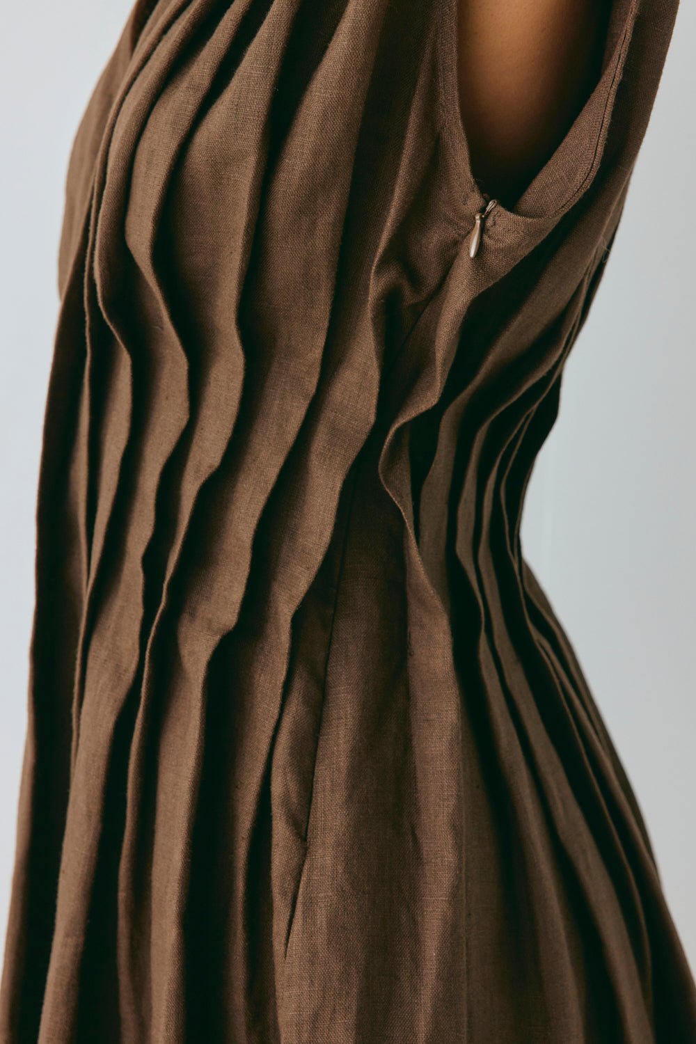 Blanca Linen Mini Dress Chocolate
