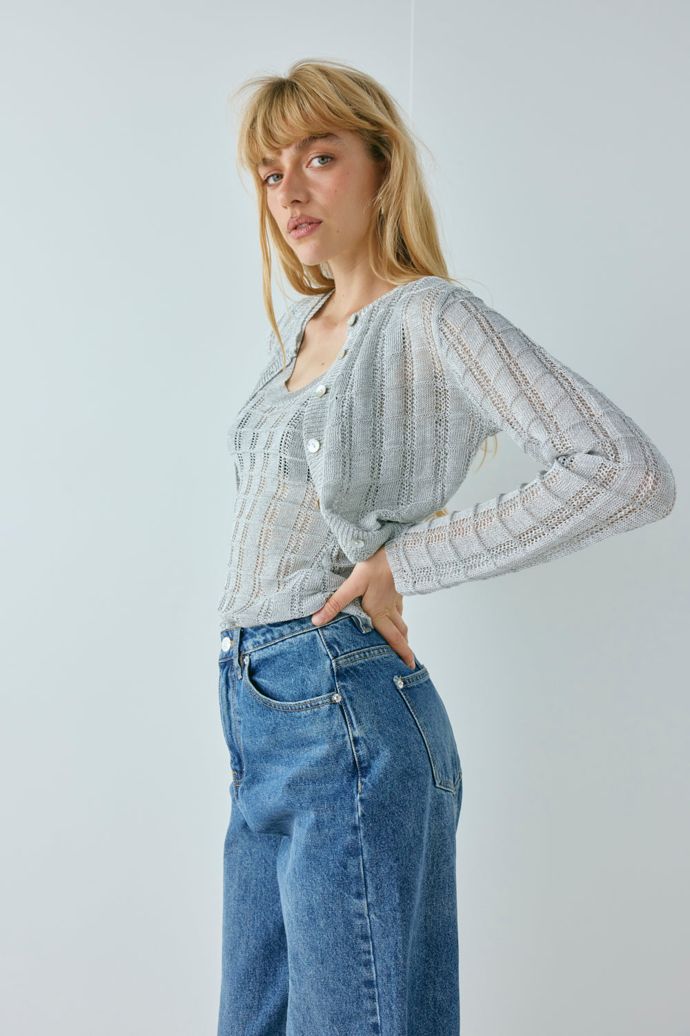 Harley Knit Cardigan Silver