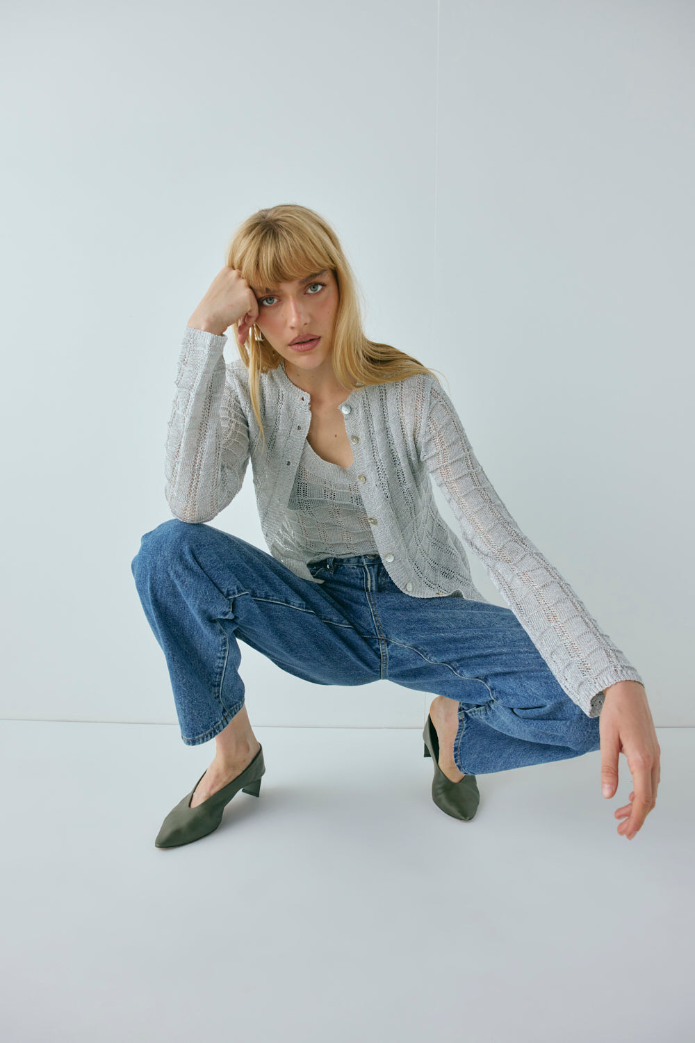 Harley Knit Cardigan Silver