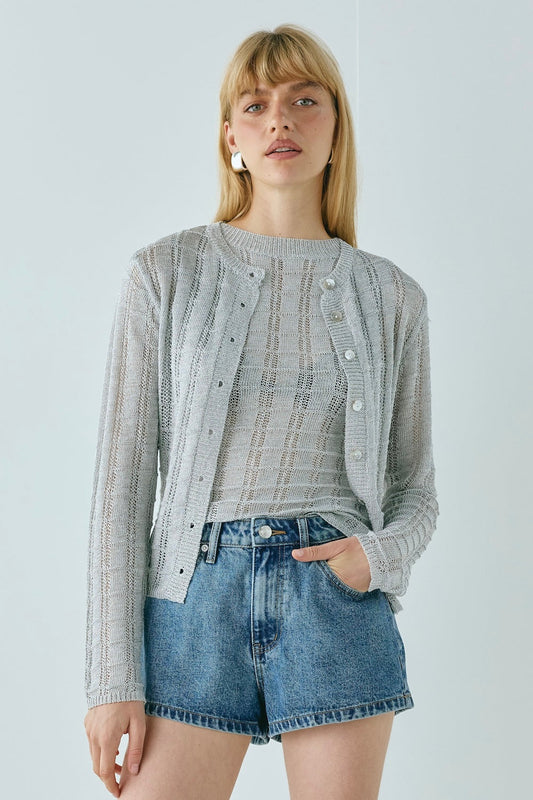 Harley Knit Cardigan Silver