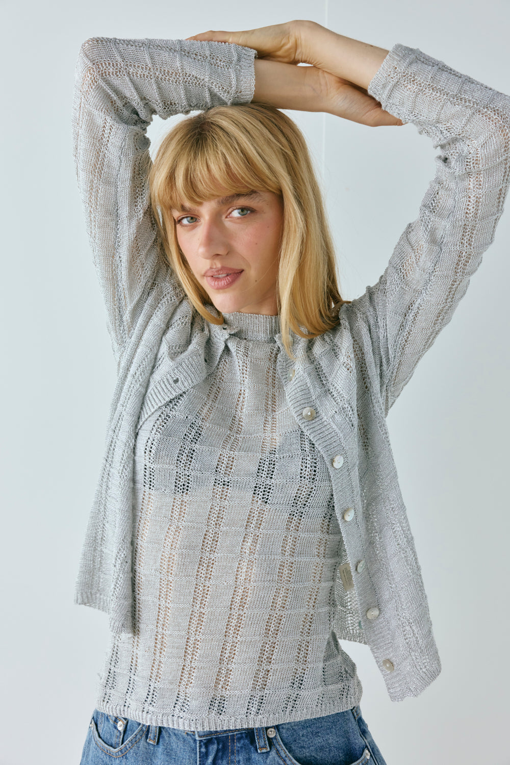 Harley Knit Cardigan Silver