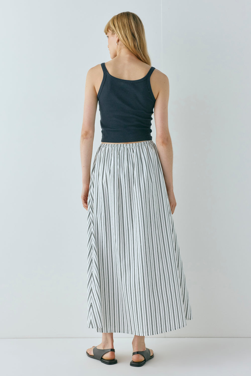 Solara Midi Skirt Black Stripe