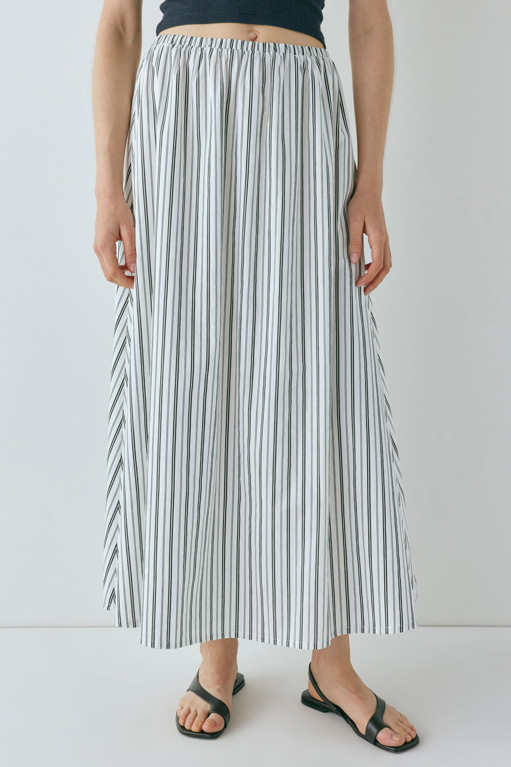 Solara Midi Skirt Black Stripe