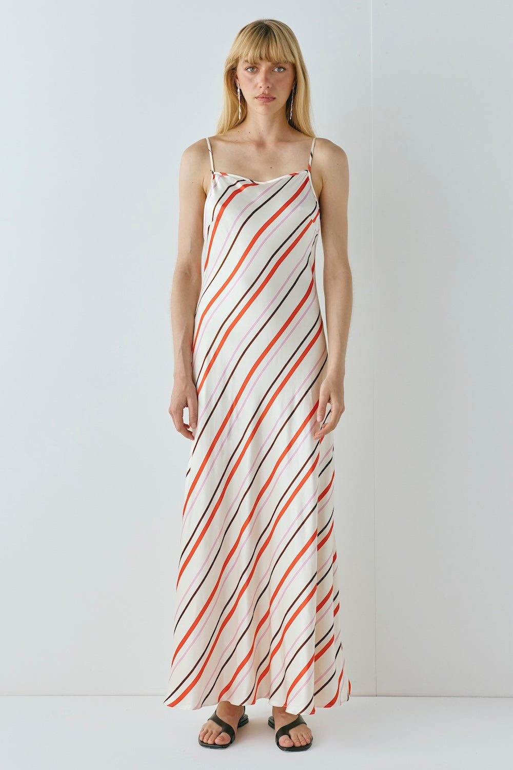 Ema Satin Maxi Dress Stripe
