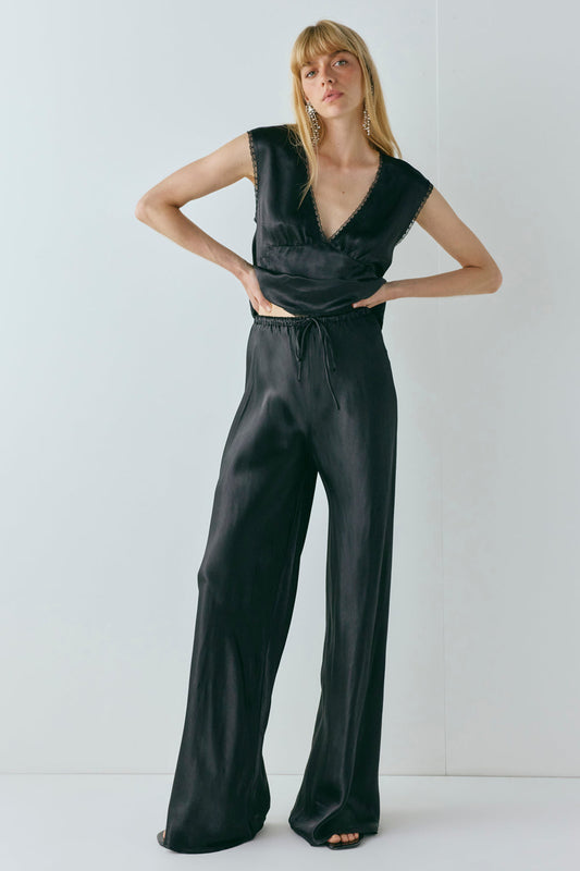 Rae Satin Pants Black