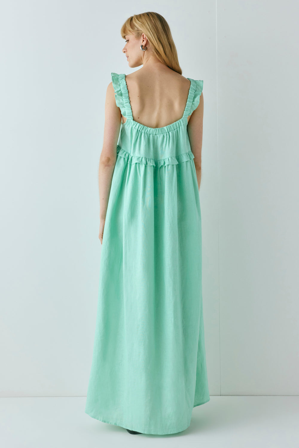 Rossana Linen Maxi Dress Aqua