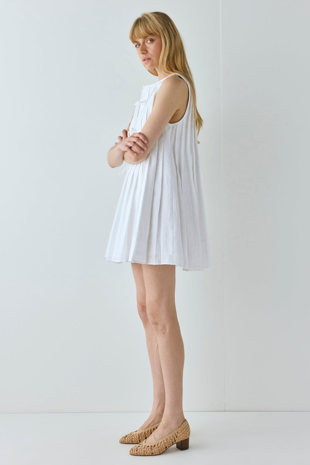 Valeria Linen Mini Dress White