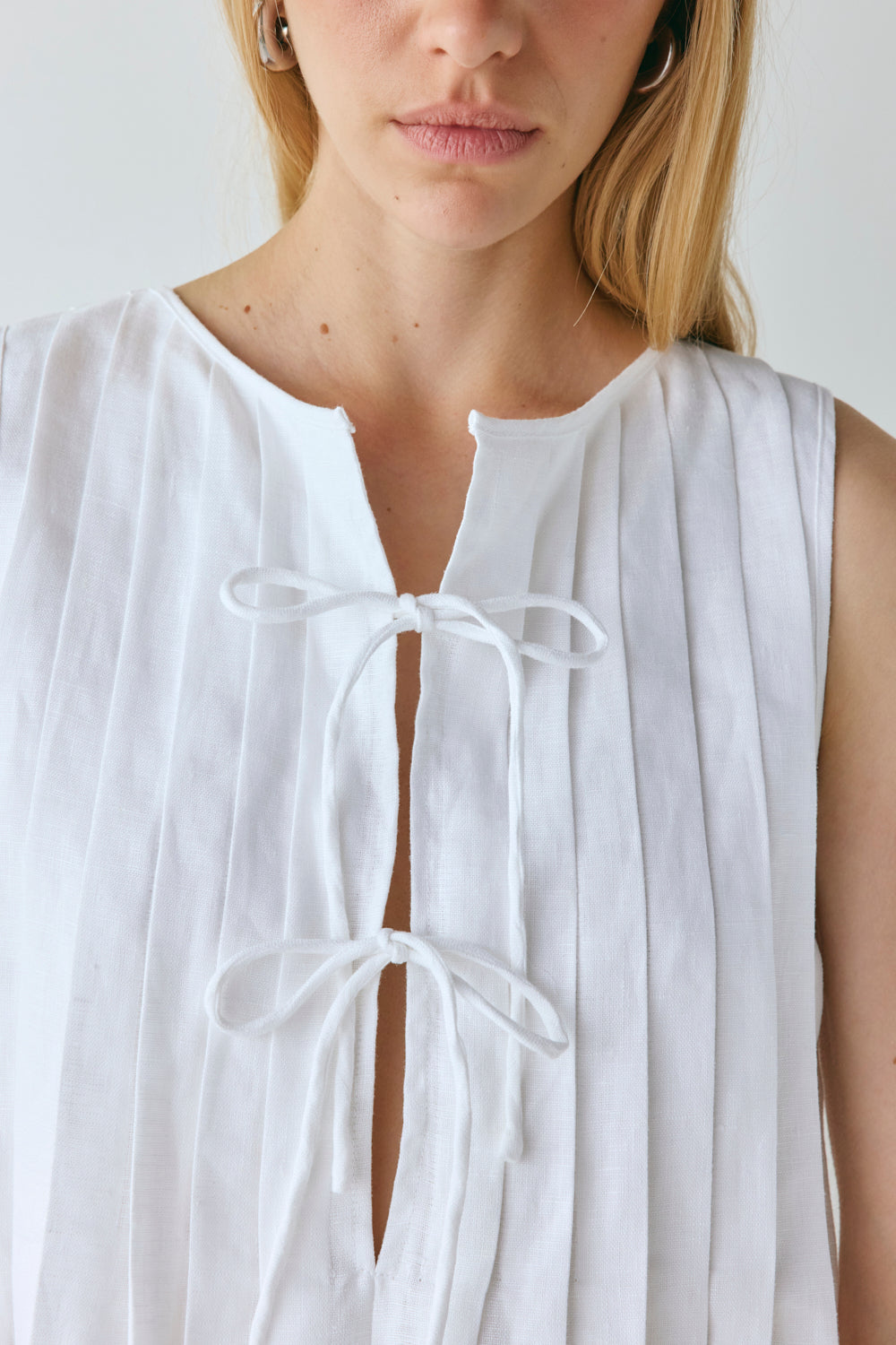 Valeria Linen Mini Dress White