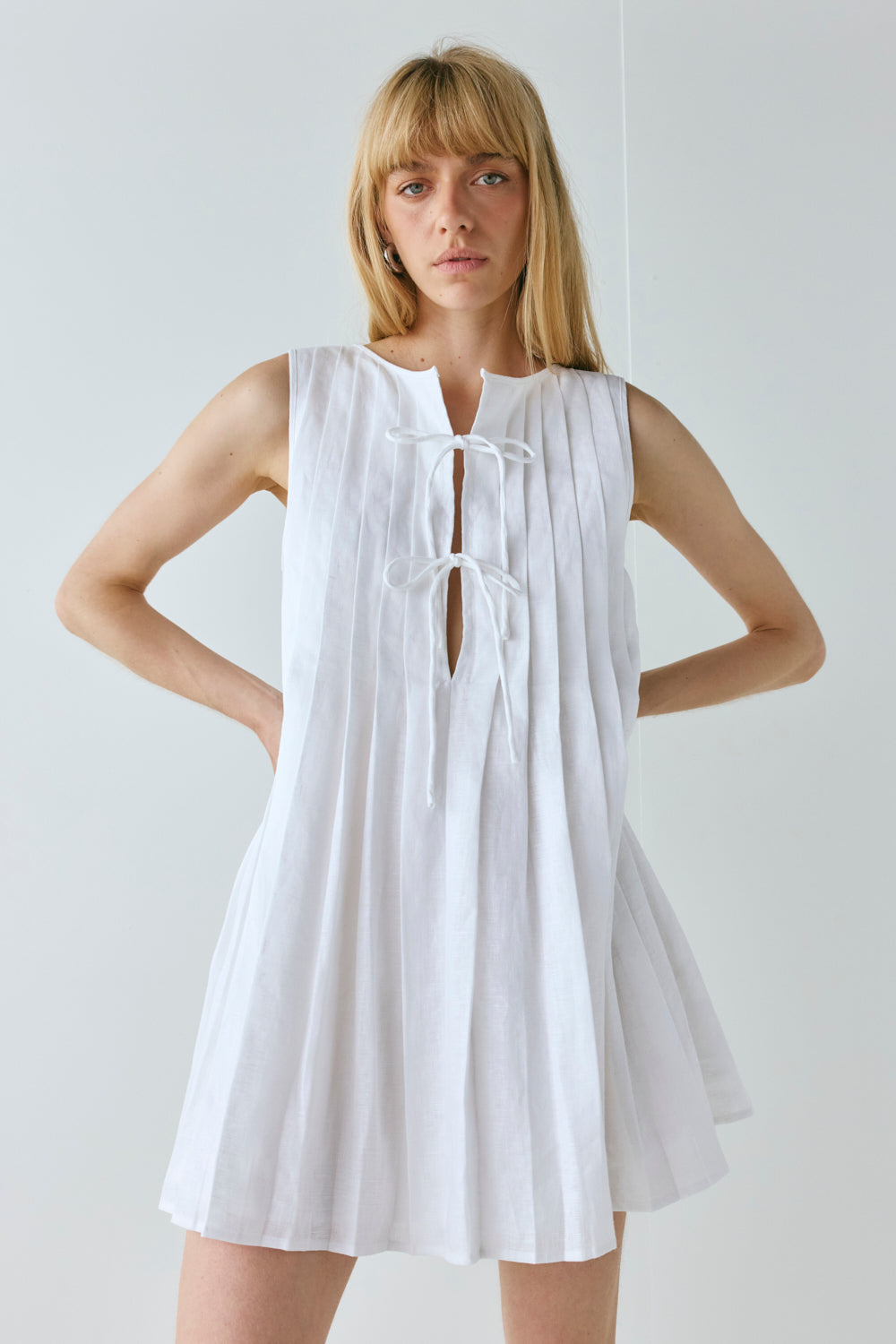 Valeria Linen Mini Dress White