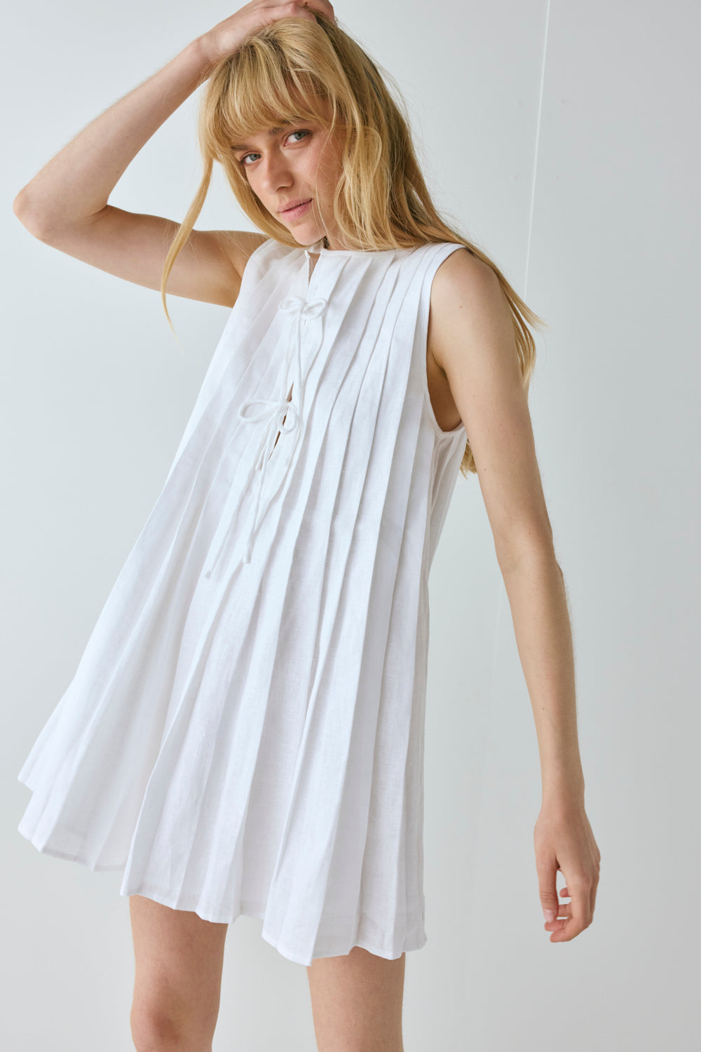 Valeria Linen Mini Dress White