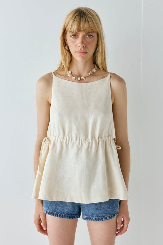 Indi Linen Top Cream