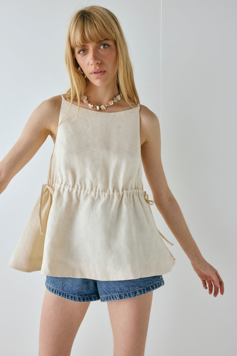 Indi Linen Top Cream