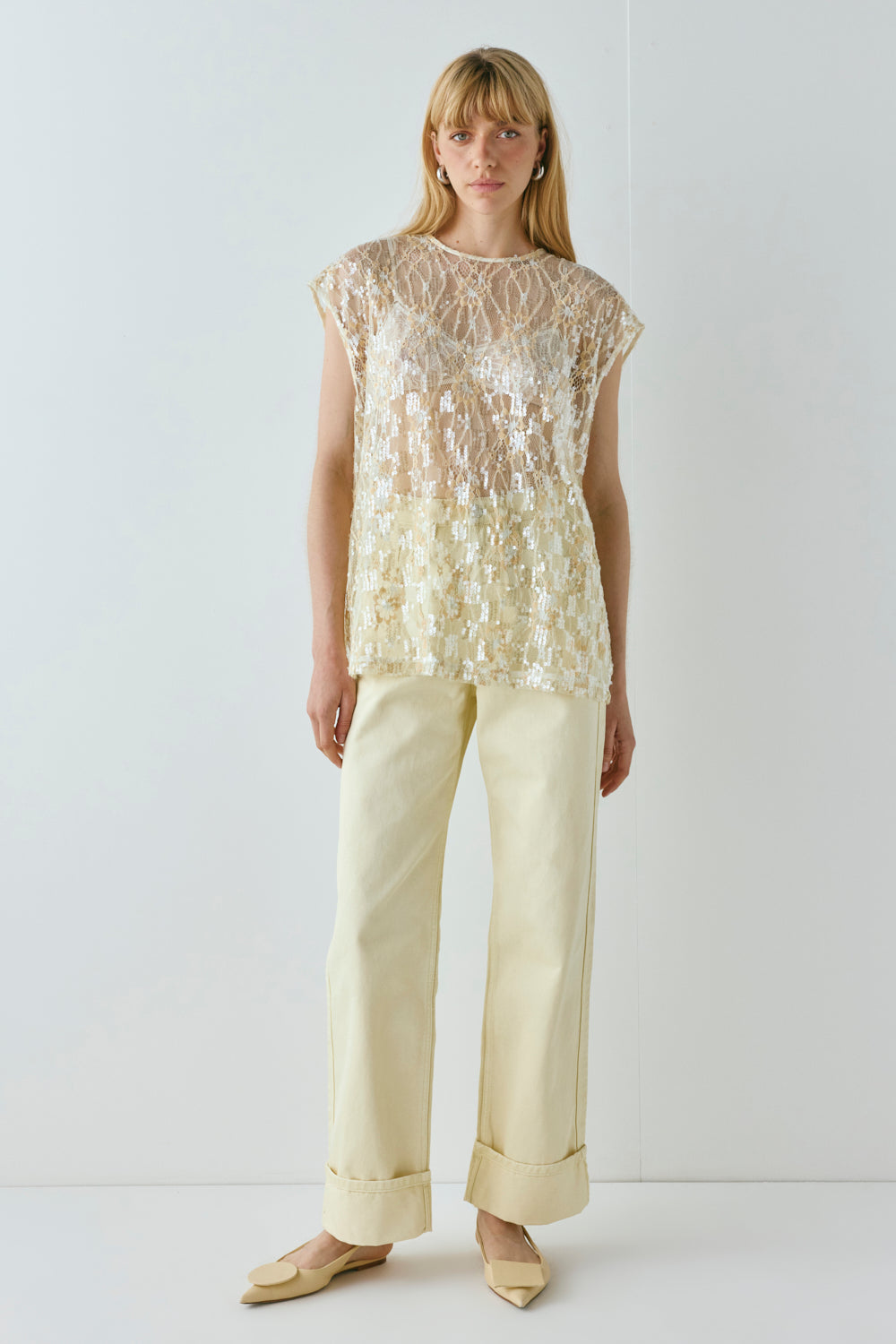 Devyn Sequin Top Apricot