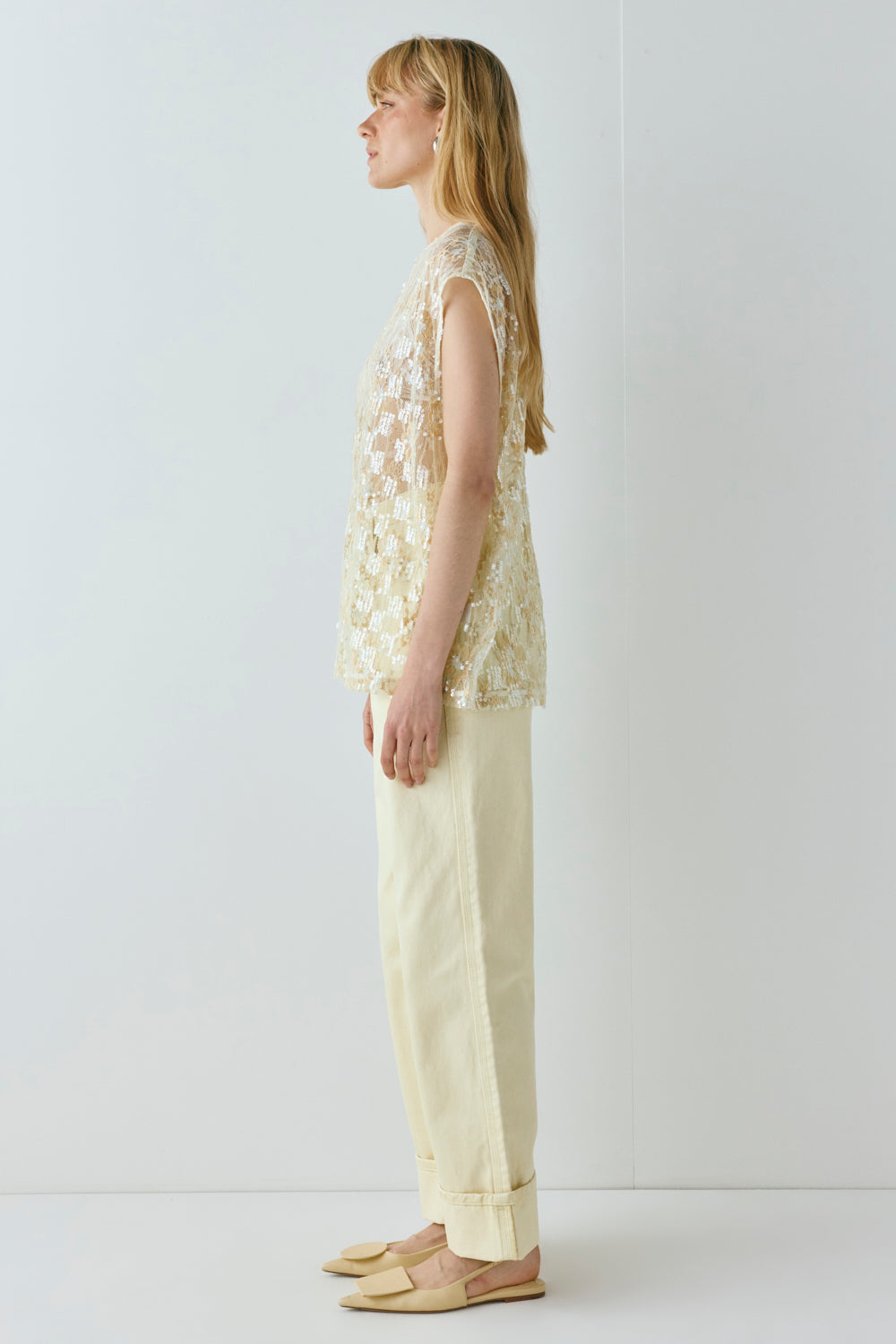 Devyn Sequin Top Apricot