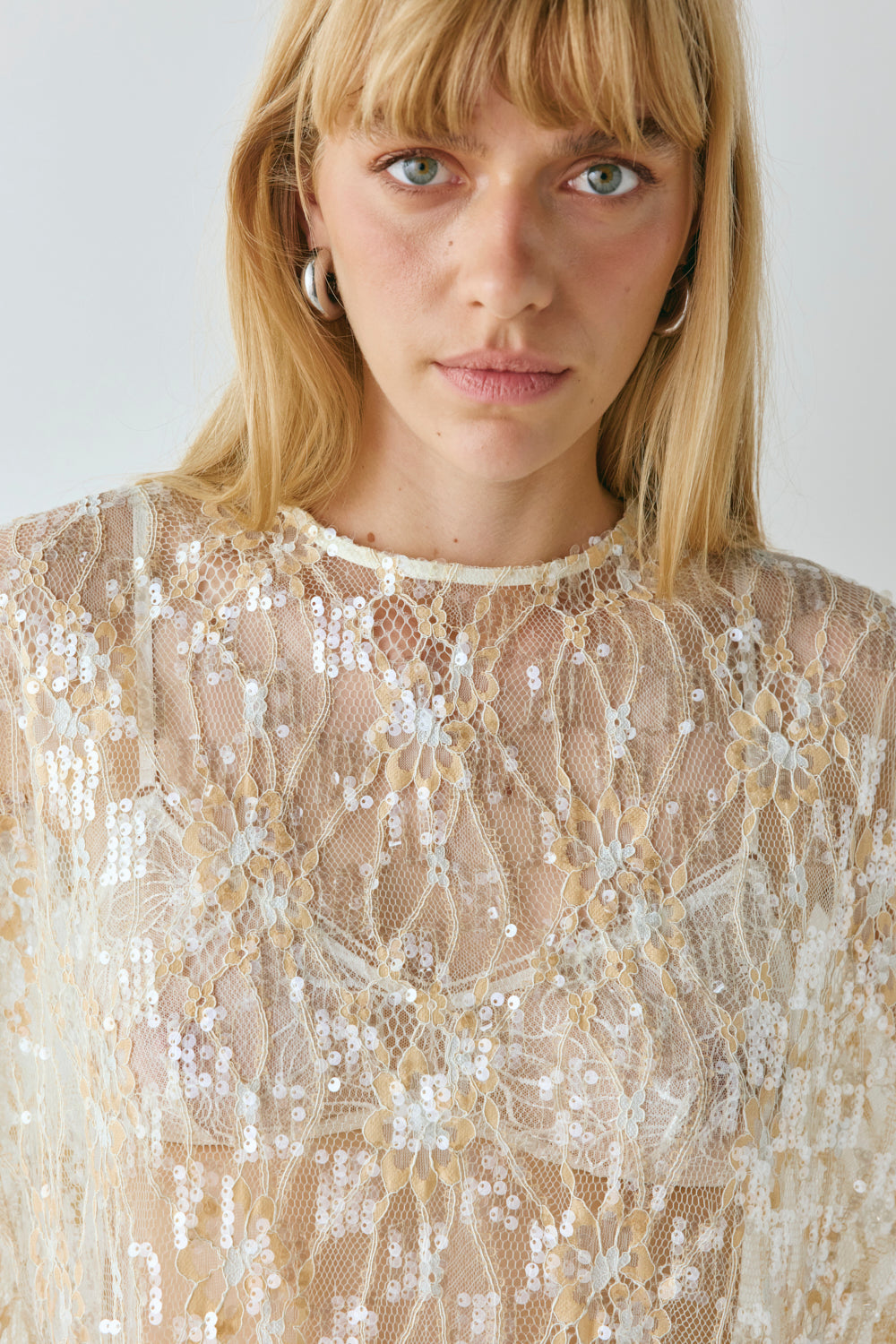 Devyn Sequin Top Apricot