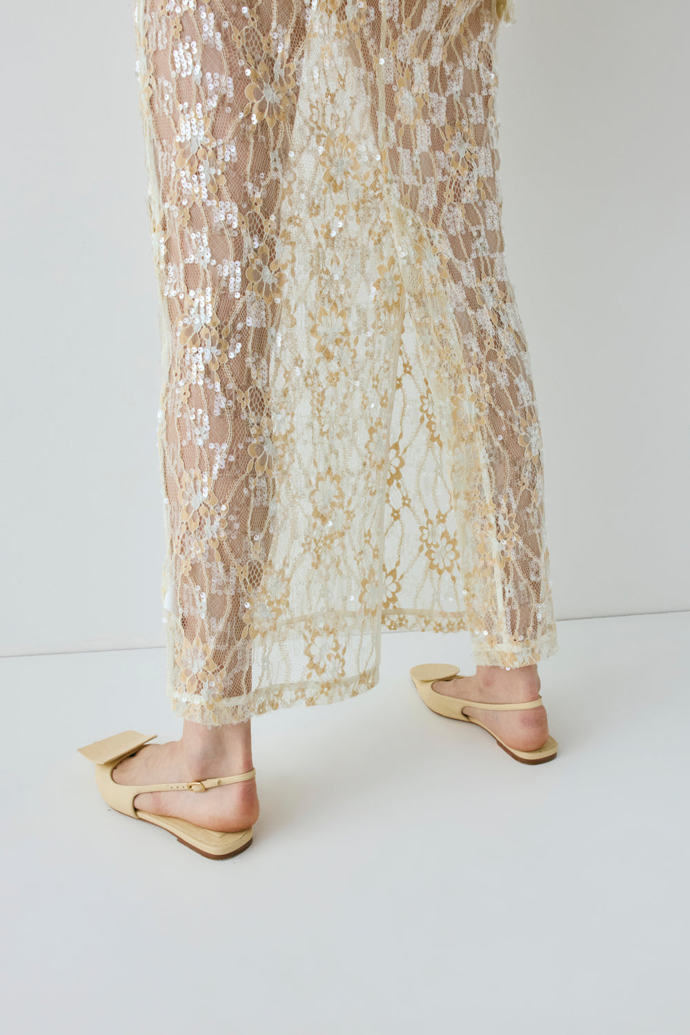 Devyn Sequin Midi Skirt Apricot