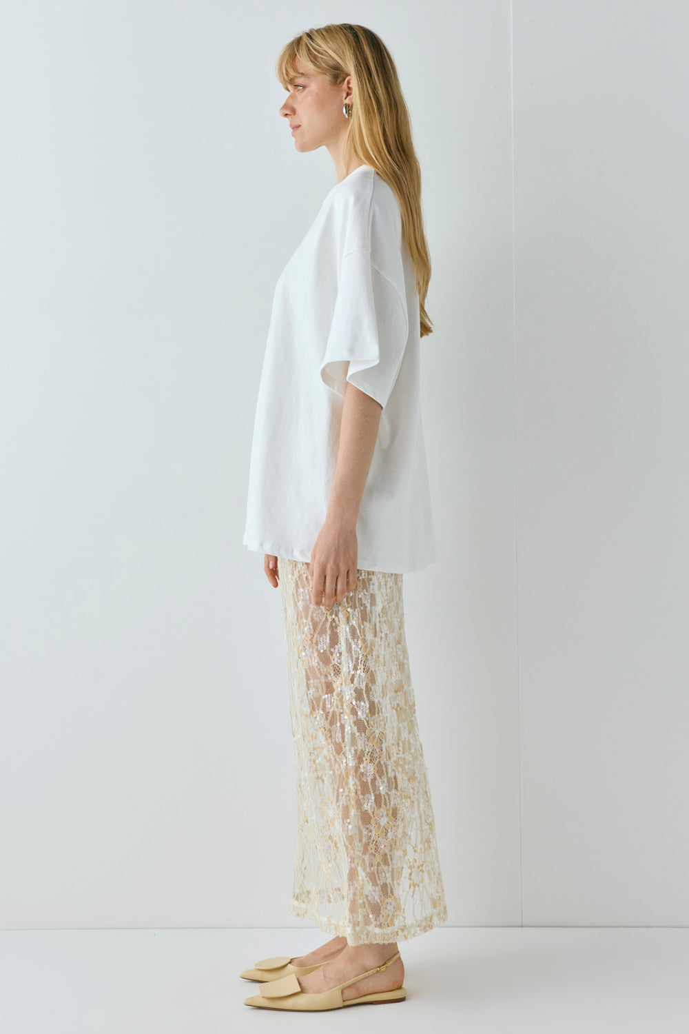 Devyn Sequin Midi Skirt Apricot